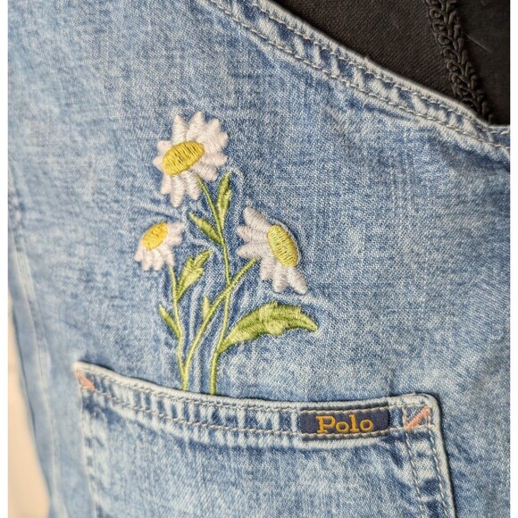 Polo Ralph Lauren Youth Size 16 Overall Dress Denim Jumper Distressed Patchwork - Picture 6 of 11